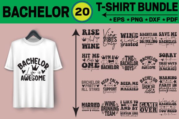 Bachelor T-Shirt Design Bundle: Graphics & T-Shirt Designs