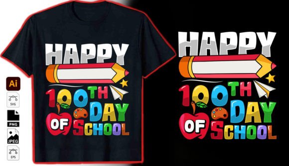 Happy 100th Day School Graphics & T-Shirt Designs Review