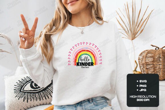 Hello Kinder Rainbow Cute School Graphic